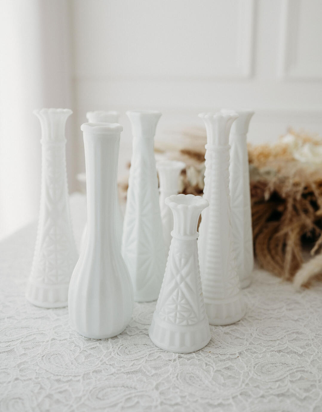 vintage milk glass vases: SOLD