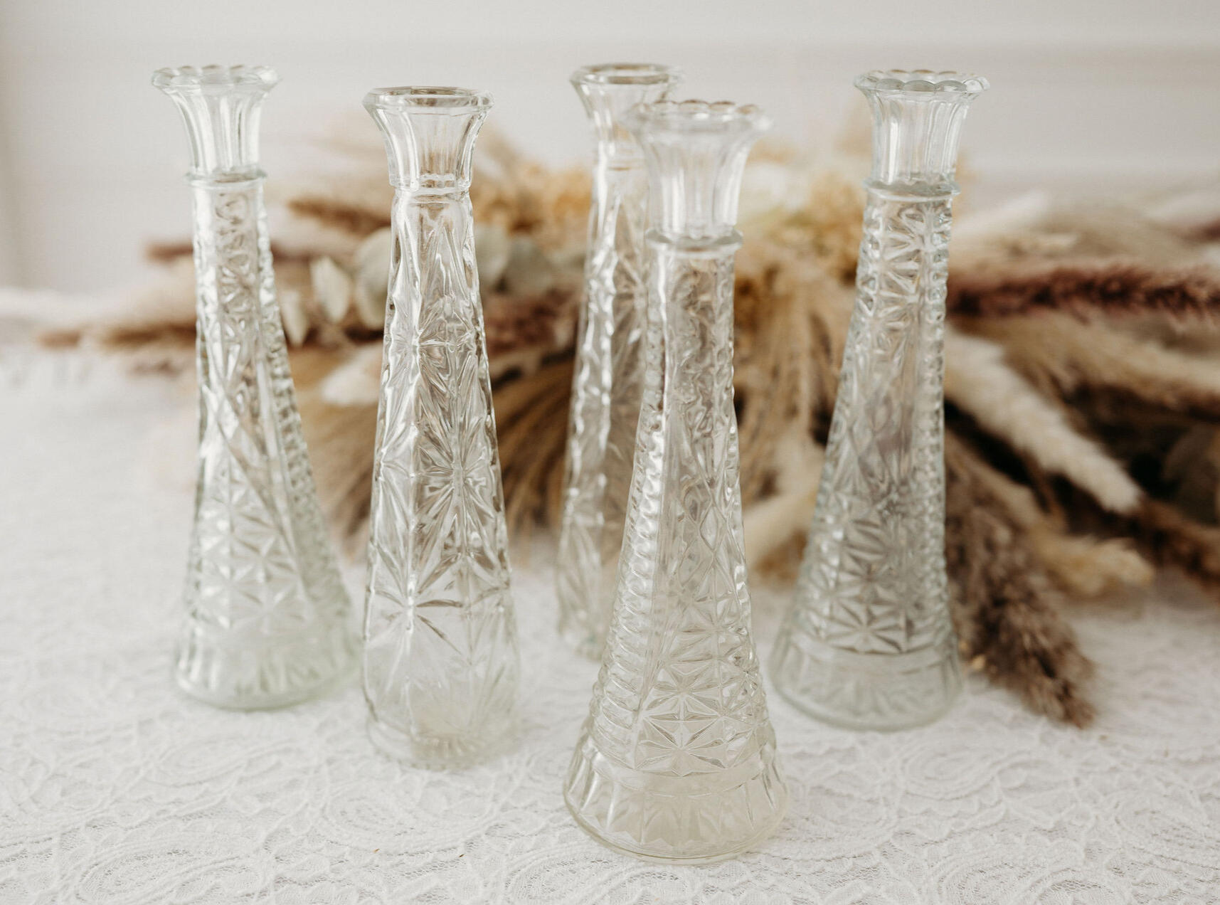 vintage cut glass vases: SOLD