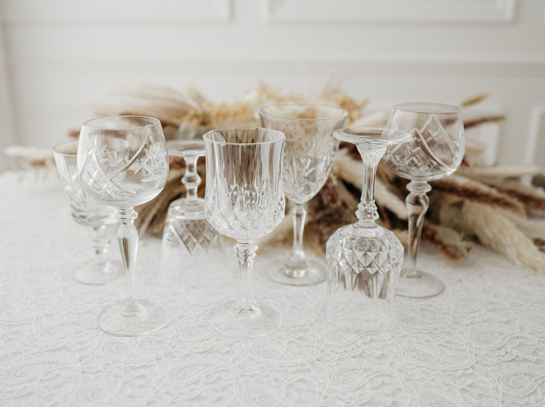 vintage crystal wine glasses, 100 available: $300